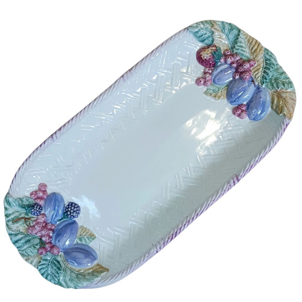 VINTAGE 16" Ceramic Serving Platter Hand Painted 1970 Majolica